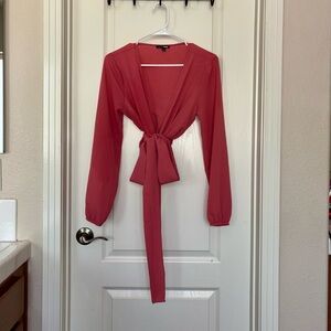 Fashion Nova Pink Wrap Blouse